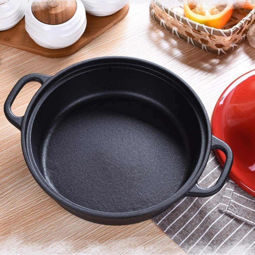 NESKX Ceramic Cooking Pot Casserole Dishes with Lids Cast Iron Tagine Pot 20Cm,Tajine Cooking Pot with Enameled Cast Iron Base and Cone-Shaped Lid Lead Free Stew Casserole Slow Cooker,Orange Casse