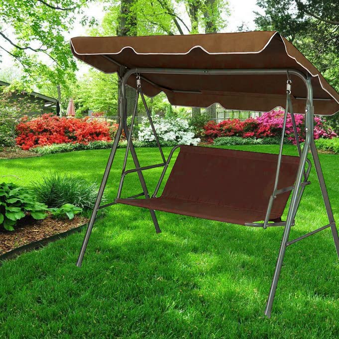 Vinelftage Swing Chair Cover Bench Replacement Cover, 600D Waterproof Rocking Chair Seat Covers for Outdoor Patio Garden Swing Chair 2/3 Seater(Brown 54.3x19.5x19.5 inches)