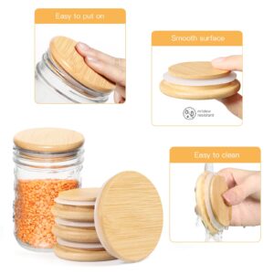 SBMKK Bamboo Lids for Mason Jars Regular Mouth, 2.8inch /70mm Natural Decorative Wood Mason Jar Lids for Storage (regular mouth 6X)