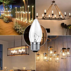 SCOMX 40W B11 Equivalent Energy Incandescent Torpedo Tip Chandelier with Crystal Clear Incandescent Light Bulbs Tip Light Bulb and Medium E26 Candelabra Base 10-Pack