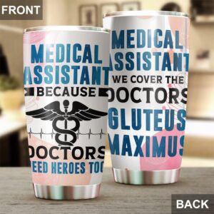 MEDROC Certified Medical Assistant Tumbler Stainless Steel 20oz Straw Lid, Funny CMA Gifts Bulk For Coworkers Friends Birthday Christmas, Nurses Week Gifts For MA Women Men Coffee Cup