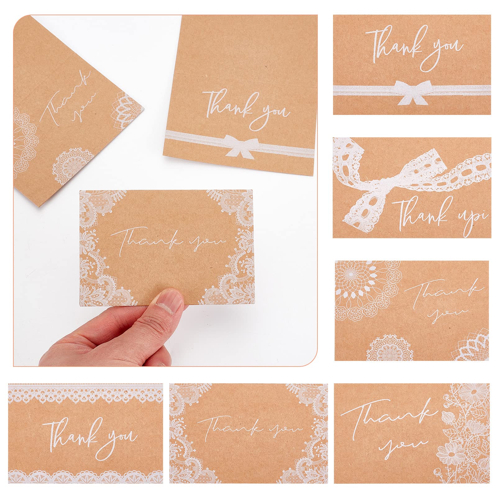 CRASPIRE Thank You Cards with Kraft Envelopes and Stickers 6 Set Blank Thank You Notes with Envelopes for Business Wedding Bridal Gift Shower Business Graduation