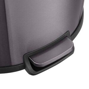 QUALIAZERO 50L/13Gal & 6L 1.6Gal, Heavy Duty Hands-Free Black Stainless Steel Commercial/Kitchen Step Trash Can, Fingerprint-Resistant Soft Close Lid Trashcan, D Shape (50&6L D Combo BSS)