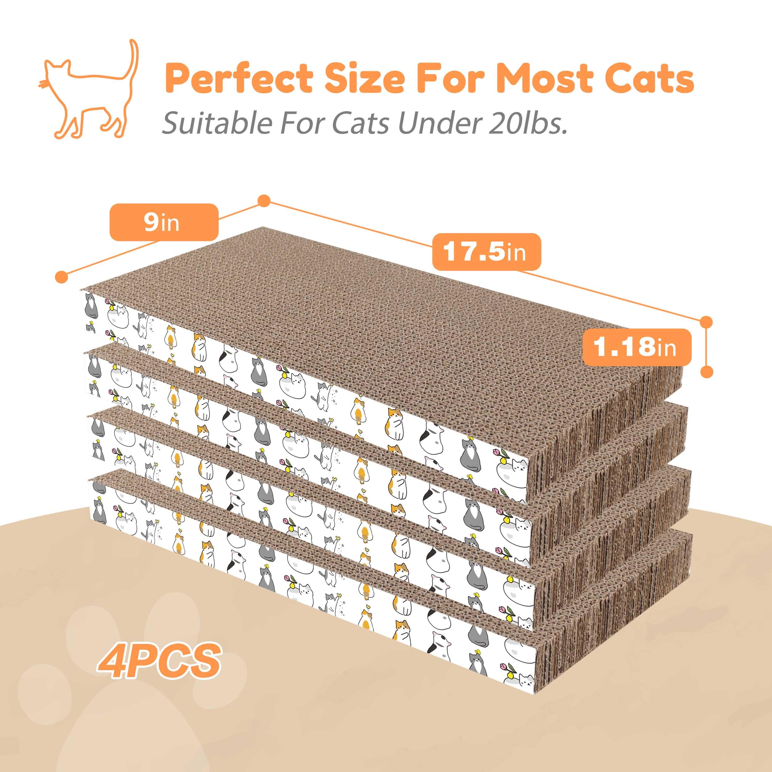 PatiencET 4 Pack Cat Scratch Pad with Box, Cardboard Cat Scratcher for Indoor Cats, Reversible Scratcher with Catnips Box Bed Desigh for Small Medium Cat Kitten, Scratching Board for Cats