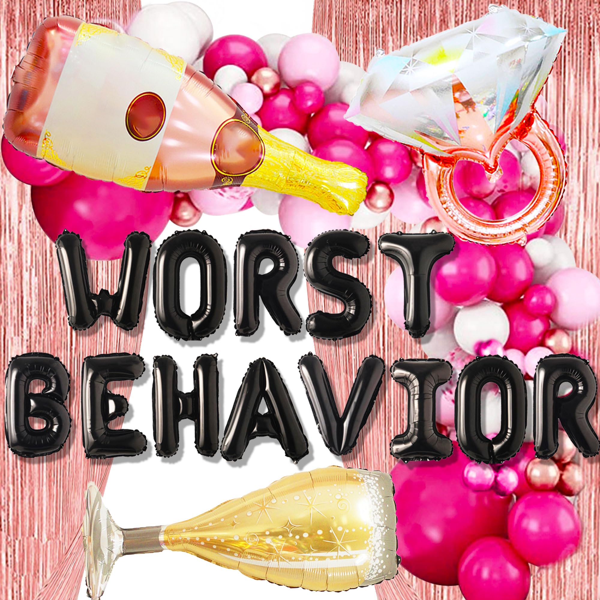 60 PCS Worst Behavior Balloons Boujee Drake Party Banner Bridal Shower Hen Party Engagement Bachelorette Party Supplies Decorations