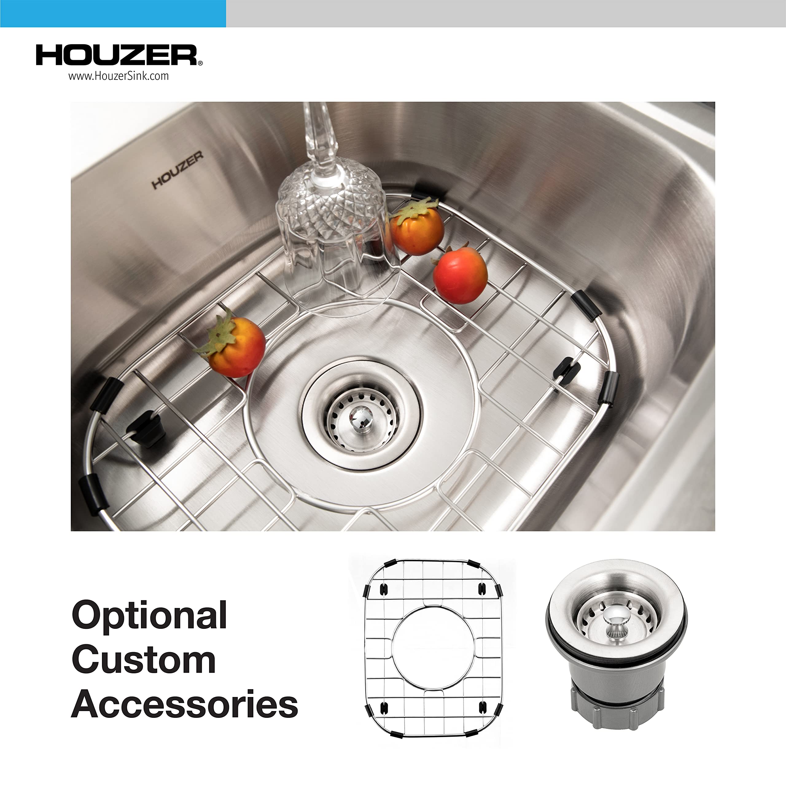 Houzer Stainless Steel Hospitality Bar Prep Sink + Kingston Brass NuvoFusion Centerset Bar Faucet Bundle