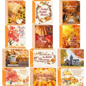 WorldBazaar Thanksgiving Greeting Cards Religious Cards with Bible Verses Envelopes 24 Pack