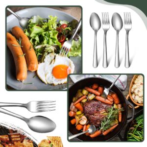 BBTO 100 Pcs Forks and Spoons Silverware Set Bulk Stainless Steel Flatware Cutlery Set Kitchen Utensils for Home Restaurant Kitchen, 50 7.1" Dinner Fork, 50 Teaspoon, Mirror Polished, Dishwasher Safe