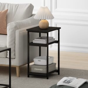 Furinno Just 3-Tier Metal Frame End Table with Storage Shelves, 1-Pack, Espresso