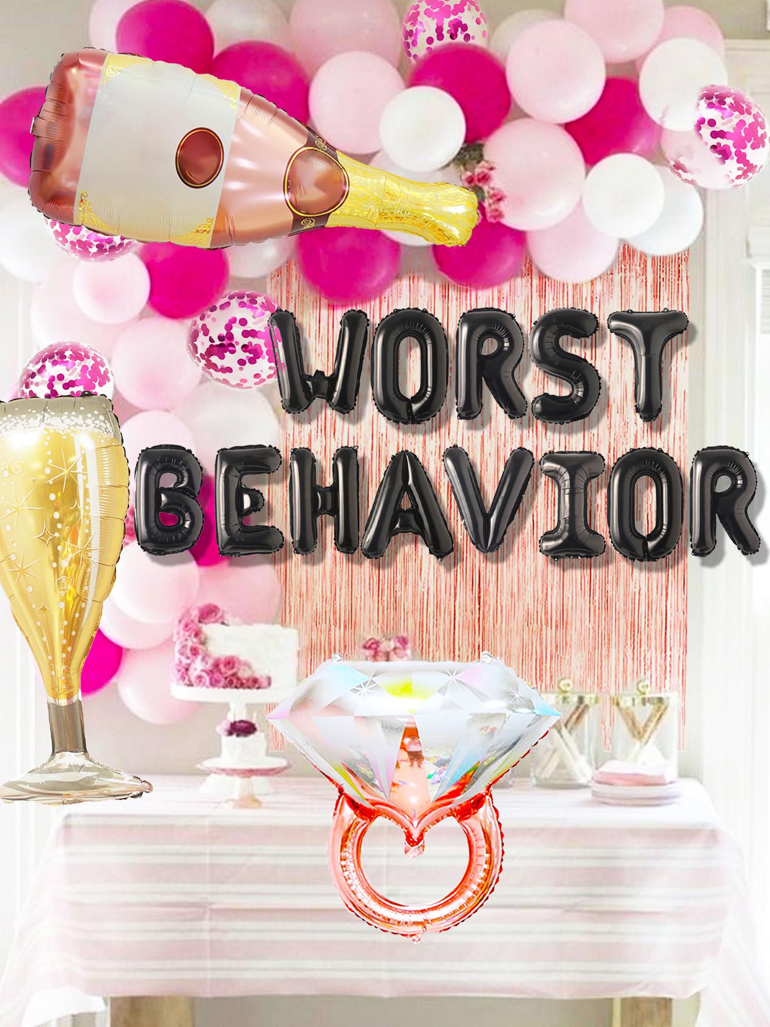 60 PCS Worst Behavior Balloons Boujee Drake Party Banner Bridal Shower Hen Party Engagement Bachelorette Party Supplies Decorations