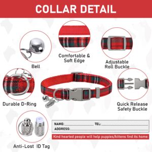 GAMUDA Small Dog Harness Collar and Leash Set, Step in No Chock No Pull Soft Mesh Adjustable Dog Vest Harnesses Plaid Reflective for Dogs Puppy Cats Kitten Rabbit (Red, L)