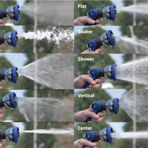 VIKING Hose Nozzle, Garden Hose Nozzle with 10 Spray Patterns, Adjustable Heavy Duty Thumb Control Water Hose for Washing Car, Watering Plants, Washing Pets, and Home Use