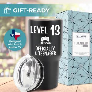 KEDRIAN 13th Birthday Tumbler 30oz, Best 13 Year Old Boy Gift Ideas, 13 Year Old Boy Birthday Gifts, Gifts For 13 Year Old Boys Trendy 2023, 13 Year Old Boy Gifts Teenager