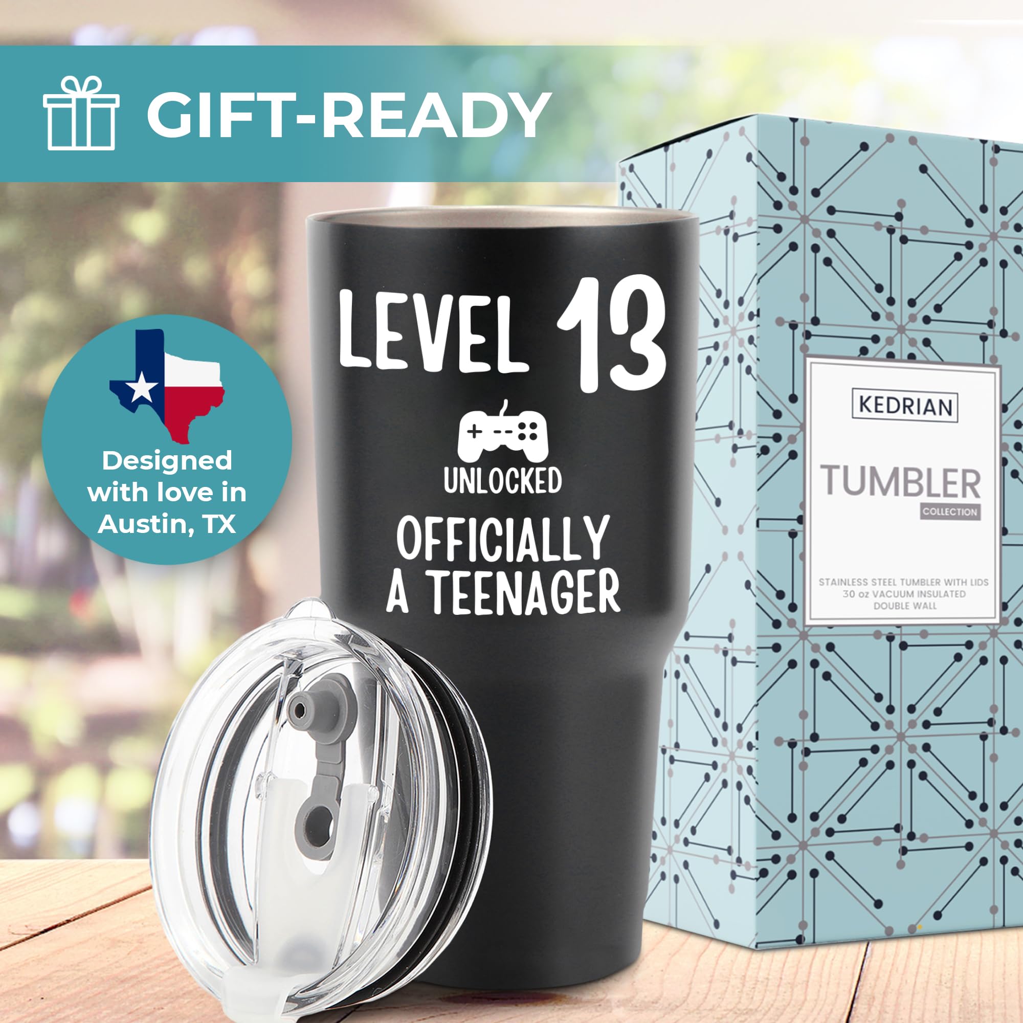 KEDRIAN 13th Birthday Tumbler 30oz, Best 13 Year Old Boy Gift Ideas, 13 Year Old Boy Birthday Gifts, Gifts For 13 Year Old Boys Trendy 2023, 13 Year Old Boy Gifts Teenager