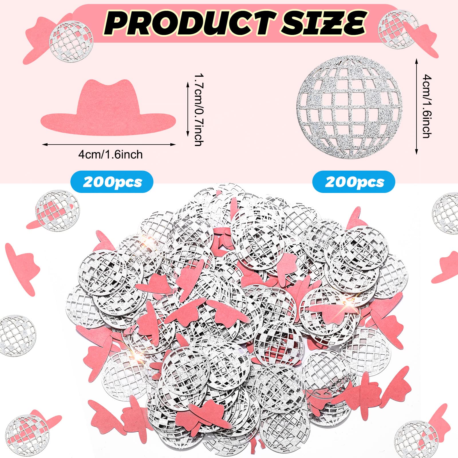 Sherr 400 Pcs Wedding Table Confetti Wedding Hat Confetti 70s 80s Disco Ball Cowgirl Party Decorations Engagement Party Supplies Girls Night Birthday Favors for Western Cowboy (Classic Style)