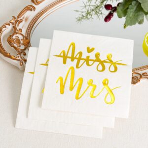 Calculs Miss to Mrs Wedding Napkins Bridal Shower Dessert Cocktail Napkins Gold Foil Tableware Snack/Dessert/Beverage Disposable Paper Supplies 55 Pcs