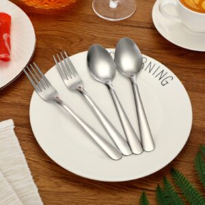 BBTO 100 Pcs Forks and Spoons Silverware Set Bulk Stainless Steel Flatware Cutlery Set Kitchen Utensils for Home Restaurant Kitchen, 50 7.1" Dinner Fork, 50 Teaspoon, Mirror Polished, Dishwasher Safe