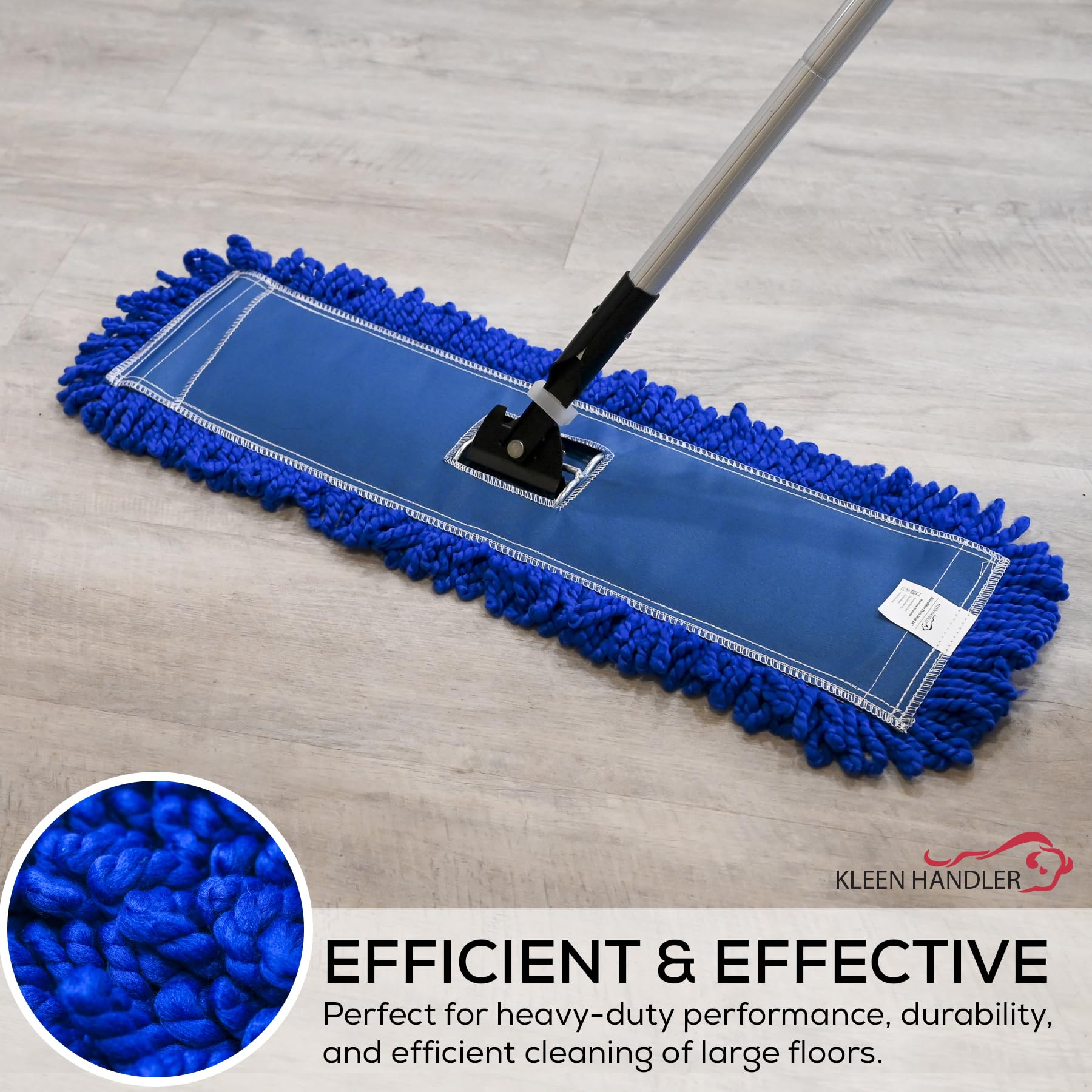 Kleen Handler 24 inch Microfiber Dust Mop | Medium Washable Commercial Mop Head Replacement, Pack of 3