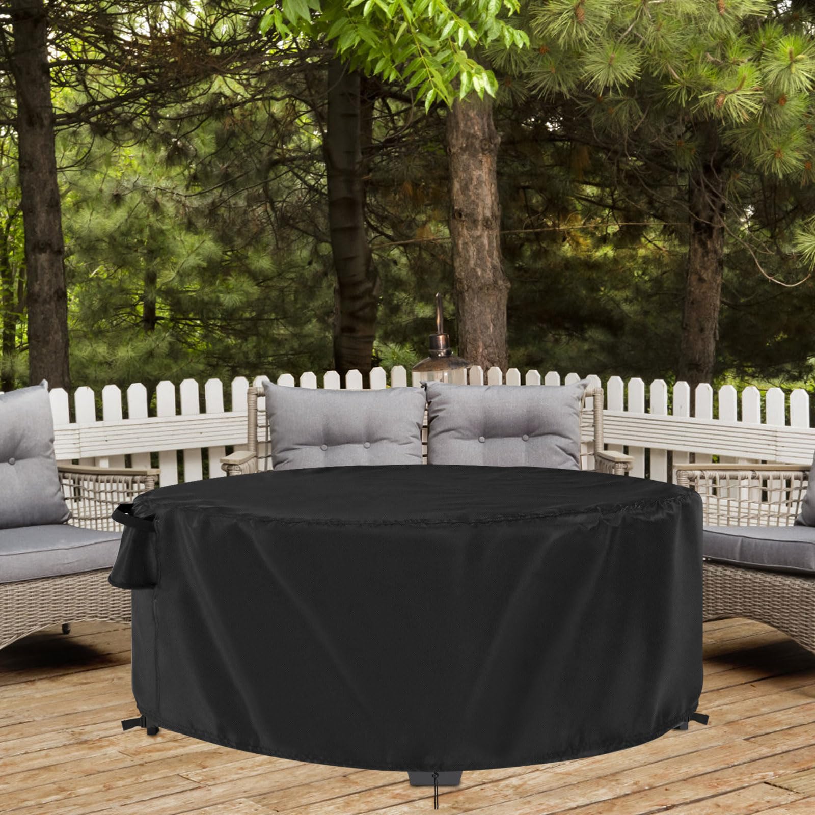 Jungda Outdoor Round Coffee Table Cover 42 Inch,Waterproof Patio Round Table Covers,Heavy Duty Outdoor Furniture Cover - 42 x 18 Inch