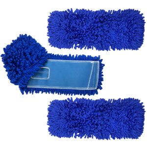 kleen handler 24 inch microfiber dust mop | medium washable commercial mop head replacement, pack of 3