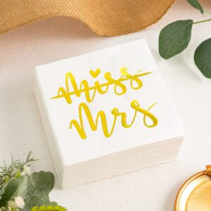 Calculs Miss to Mrs Wedding Napkins Bridal Shower Dessert Cocktail Napkins Gold Foil Tableware Snack/Dessert/Beverage Disposable Paper Supplies 55 Pcs