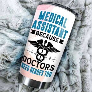 MEDROC Certified Medical Assistant Tumbler Stainless Steel 20oz Straw Lid, Funny CMA Gifts Bulk For Coworkers Friends Birthday Christmas, Nurses Week Gifts For MA Women Men Coffee Cup