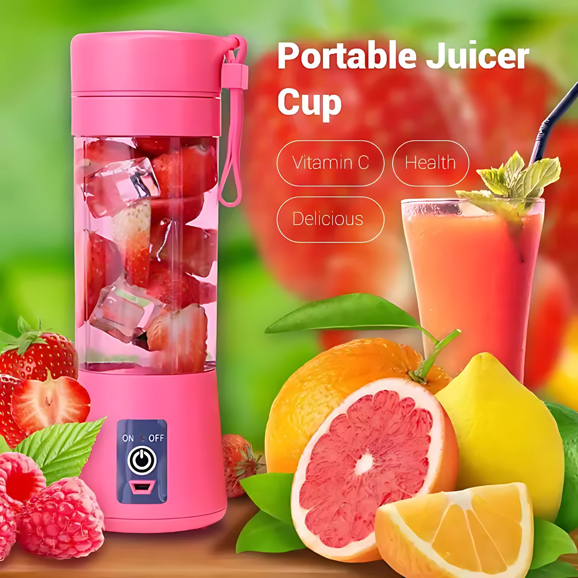 ASTHAN - Compact, Travel Size, USB Rechargeable 12 Oz Portable Handheld Blender with Powerful Motor: Perfect for Smoothies, Shakes, Fruit/Veggie Juicer & Baby Food