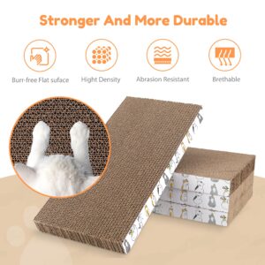 PatiencET 4 Pack Cat Scratch Pad with Box, Cardboard Cat Scratcher for Indoor Cats, Reversible Scratcher with Catnips Box Bed Desigh for Small Medium Cat Kitten, Scratching Board for Cats