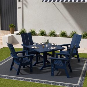 WestinTrends Ashore Outdoor Patio HDPE Plastic Modern Adirondack Dining Chair Navy Blue