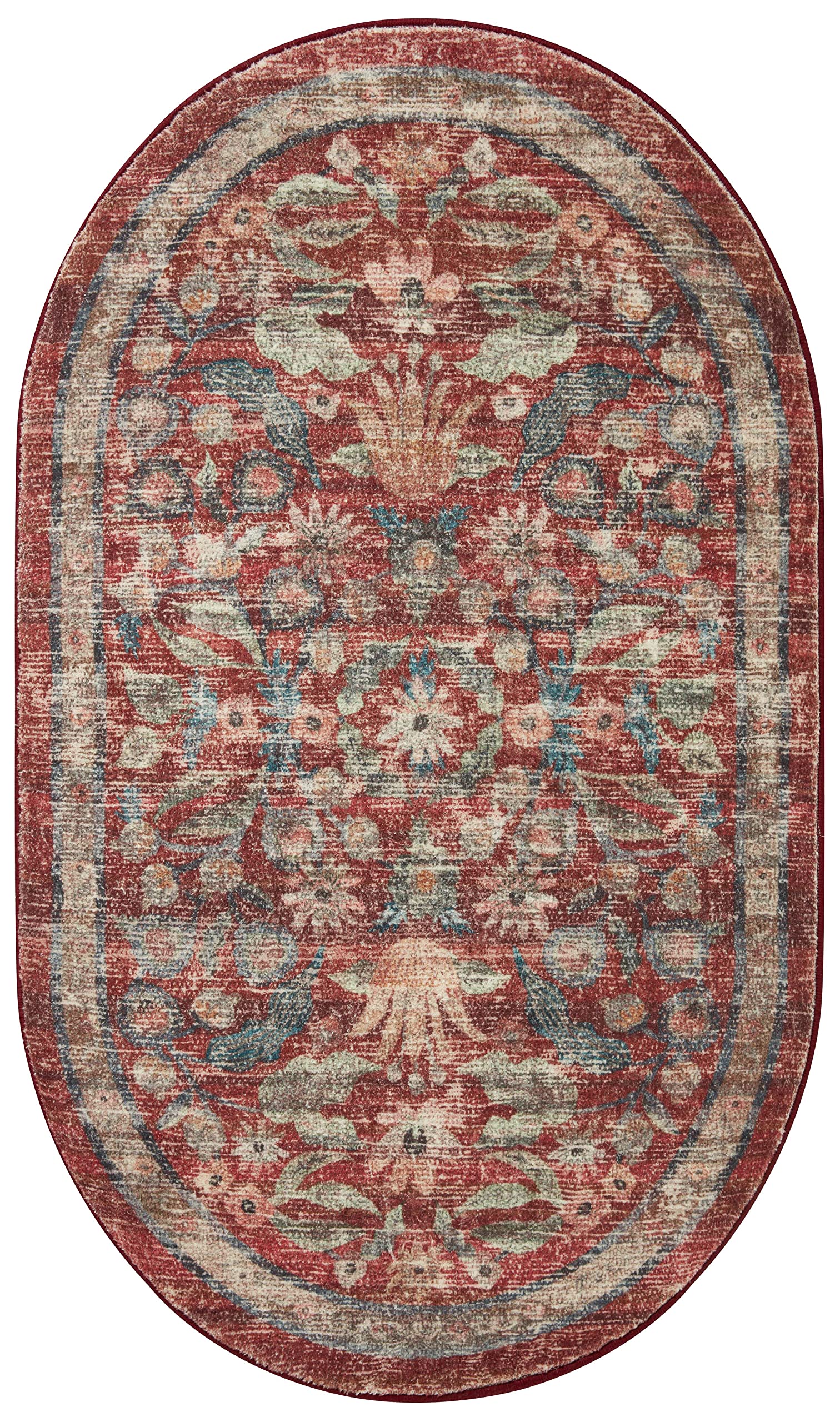 Loloi Rifle Paper Co. x Courtyard Crimson 5'-0" x 7'-6" Area Rug