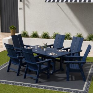 WestinTrends Ashore Outdoor Patio HDPE Plastic Modern Adirondack Dining Chair Navy Blue