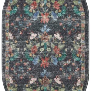 Loloi Rifle Paper Co. x Courtyard Charcoal 2'-3" x 3'-9" Oval Accent Rug