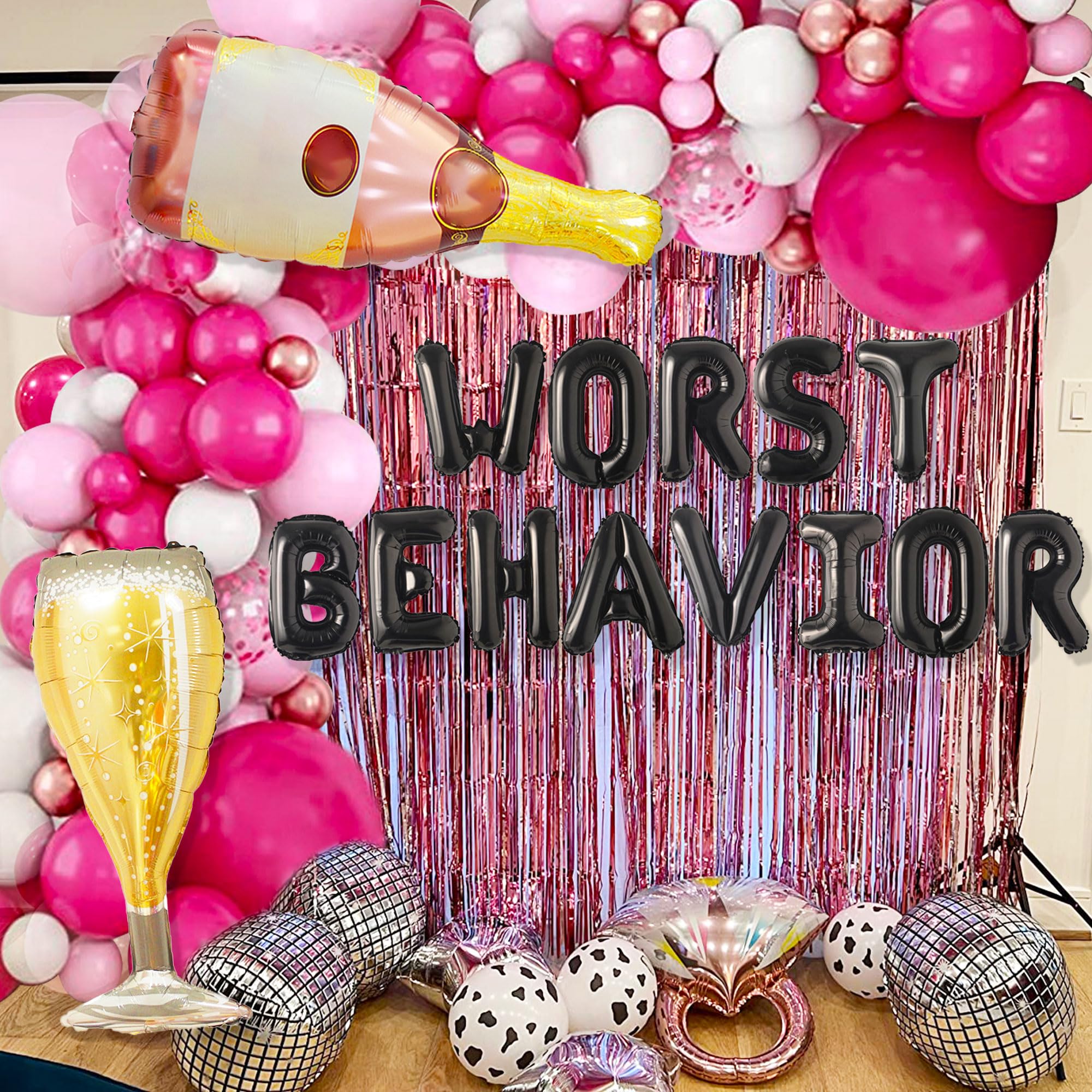 60 PCS Worst Behavior Balloons Boujee Drake Party Banner Bridal Shower Hen Party Engagement Bachelorette Party Supplies Decorations