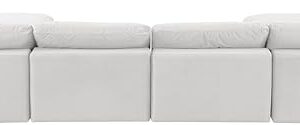 Meridian Furniture 189Cream-Sec6B Comfy Collection Modern | Contemporary Upholstered Modular Sectional, Soft Cream Velvet, Down Feather Cushions, 158" W x 79" D x 34.5" H, Cream