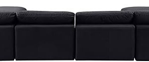 Meridian Furniture 189Black-Sec6B Comfy Collection Modern | Contemporary Upholstered Modular Sectional, Soft Black Velvet, Down Feather Cushions, 158" W x 79" D x 34.5" H, Black