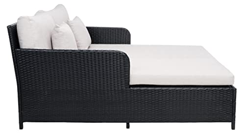 Safavieh Outdoor Collection PAT7500 Daybed, Black/Light Grey