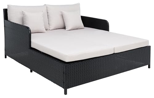 Safavieh Outdoor Collection PAT7500 Daybed, Black/Light Grey