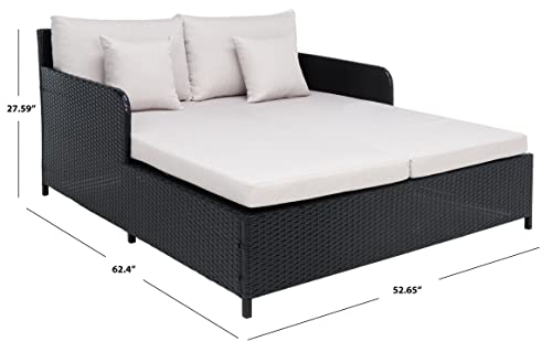 Safavieh Outdoor Collection PAT7500 Daybed, Black/Light Grey