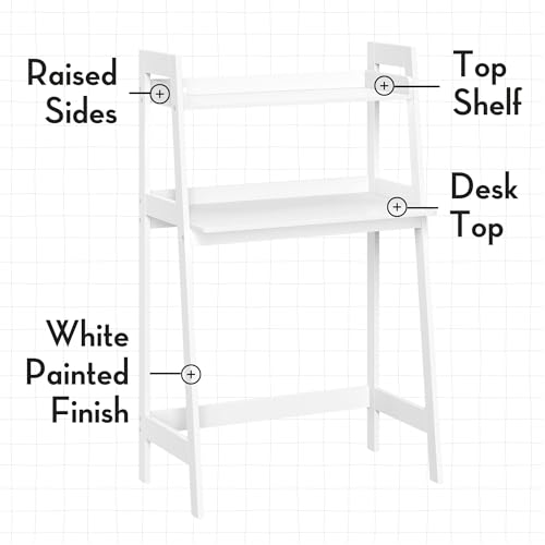 RiverRidge Kids Desk with Ladder Shelf - White Writing Table for Homework, Arts & Crafts - Spacious Tabletop with Open Shelf - Compact Design - Easy Assembly Kids Table for School-Age Children