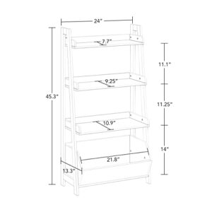 RiverRidge Kids 4-Tier Ladder Shelf Bookcase with Toy Organizer Bin 2 Gray Fabric Folding Bins and Spacious Open Shelves Display Stand for Books Toys & Games