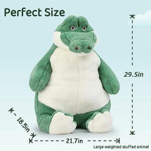 Muiteiur 6lbs 28 inch Weighted Alligator Stuffed Animals, Large Weighted Stuffed Crocodile Soft Plush Pillow, Green Alligator Stuffed Toy Gift for Kids Adults