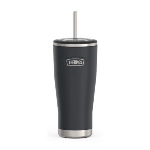 thermos icon series stainless steel cold tumbler with lid and straw - 24 ounce, granite - vacuum insulated tumbler