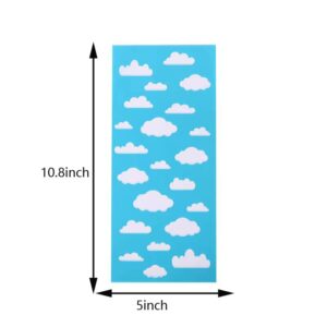 50 Pieces Blue Sky White Clouds Birthday Party Supplies Cellophane Bags Cartoon Story Gift Bags with 50 Silver Twist Ties for Baby Kids Shower Birthday Party Decorations