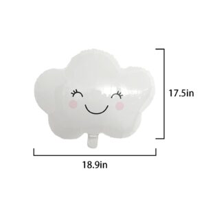 GLASNES 10Pcs White Cloud Balloons Cute Smiling face Cloud Shaped Foil Mylar Balloons for Baby Shower Wedding Birthday Party Supplies