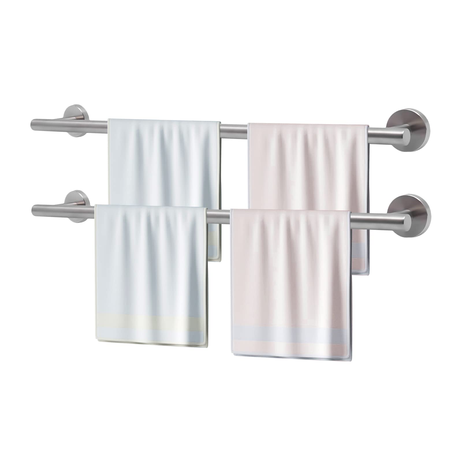 Bath Towel Bar, 24 Inch 304 Stainless Steel Thicken Towel Rack for Bathroom, 2PCS Towel Holder Brushed Finished Wall Mount Bath Towel Rack for Bathroom Towel Holder