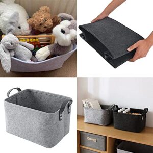 Kaizuca 2 Piece Felt Fabric Baskets, Toy Organiser Cube, Felt Storage Box, Foldable, with Two Handles, for Clothes, Towel, Toiletry, Baby Products, Books (Gray)