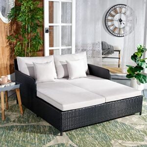 Safavieh Outdoor Collection PAT7500 Daybed, Black/Light Grey