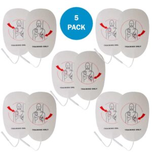 WNL Products AED Trainer Pads - 5 Pack Replacement Practi-Trainer Electrode Pads XFTAP Compatible with WL120ES10 and WL220ES0 Practi-Trainers (Adult Pads)