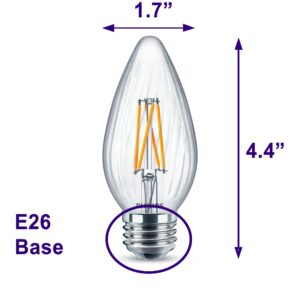 Philips LED Clear Dimmable, Warm Glow Effect F15 Filament Light Bulb - EyeComfort Flicker Free - 5.5W = 60W - 500 Lumen - Soft White (2700K) - E26 Base - Indoor