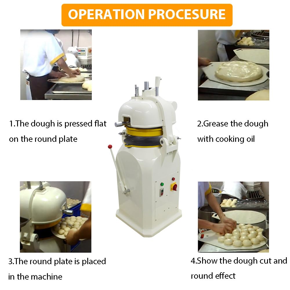 EQCOTWEA Dough Divider Rounder Machine 26Pcs Pastry Dough Dividing Rounding Machine Dough Portioning Rounder Semi-Automatic Bread Dough Separator Splitter Rounder Dough Shaping Machine 50-150g 110V